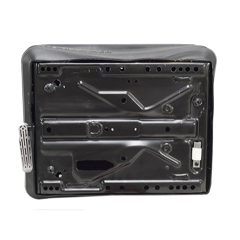 Black Grammer mechanical seat suspension with a reinforced steel frame, control lever, and protective cover.