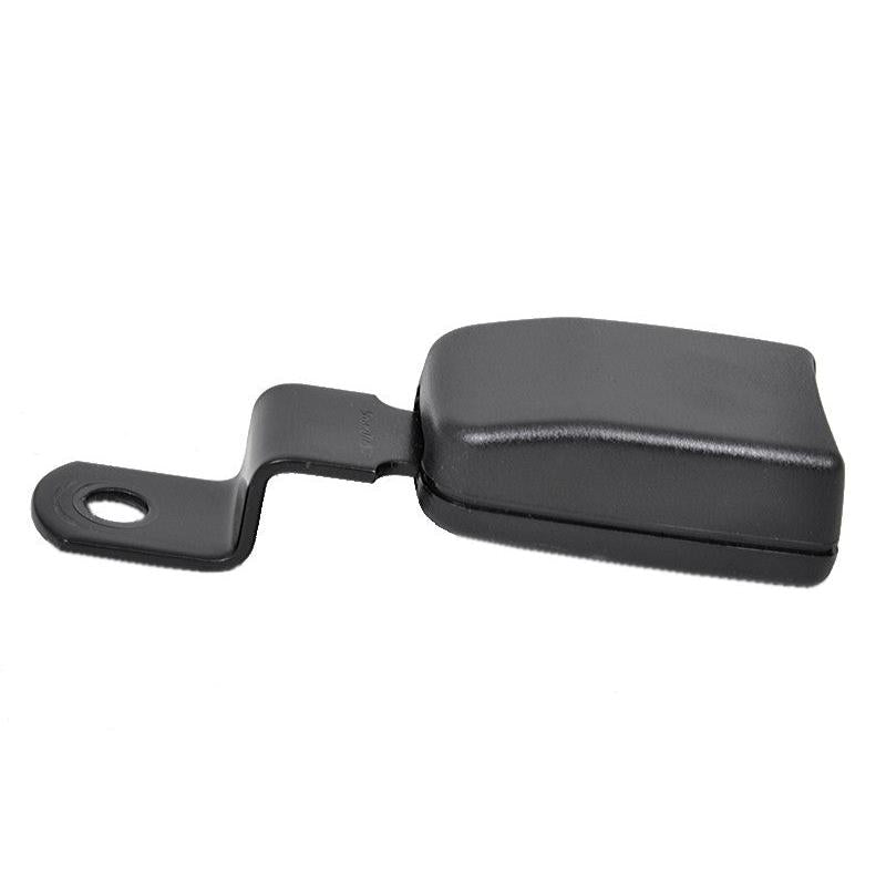 Black heavy-duty seat belt buckle with a cranked mounting bracket for Grammer 521, 522, and 531 seats.
