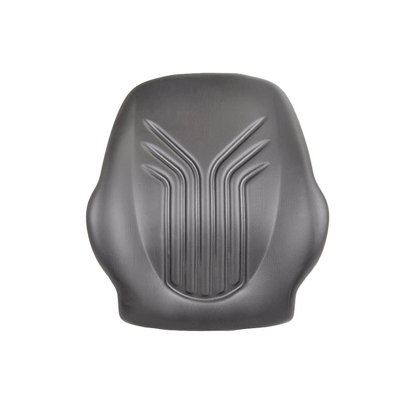 Black contoured seat back cushion for Grammer 522 seats with a textured vinyl finish and vertical ribbed design.