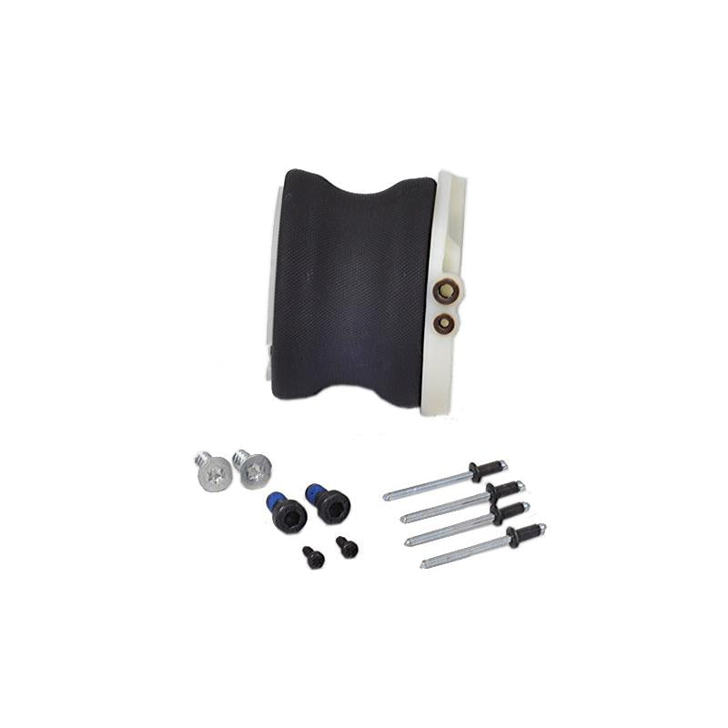 Black rubber air bag spring for Grammer MSG75 seat suspension with included metal mounting hardware and rivets.