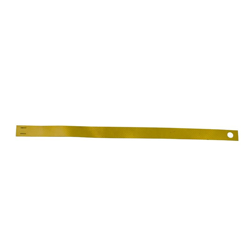 Yellow textured weight indicator band for Grammer seat suspension with a small hole on one end and stitched detail.