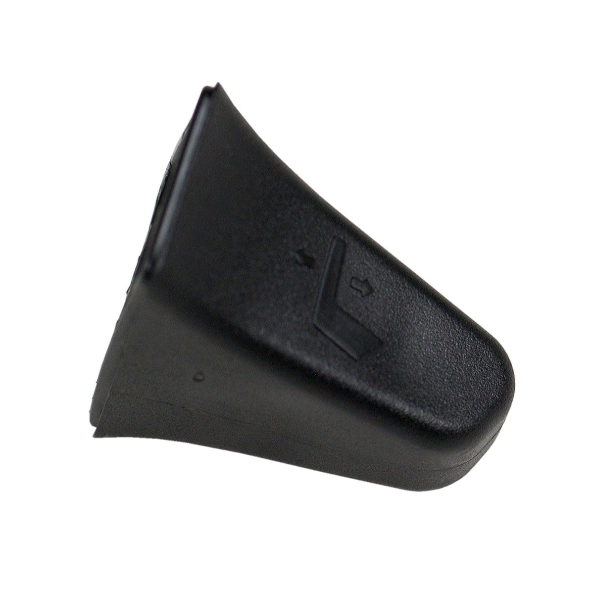 Black plastic backrest adjustment handle for Grammer tractor seats with embossed seat tilt icon.