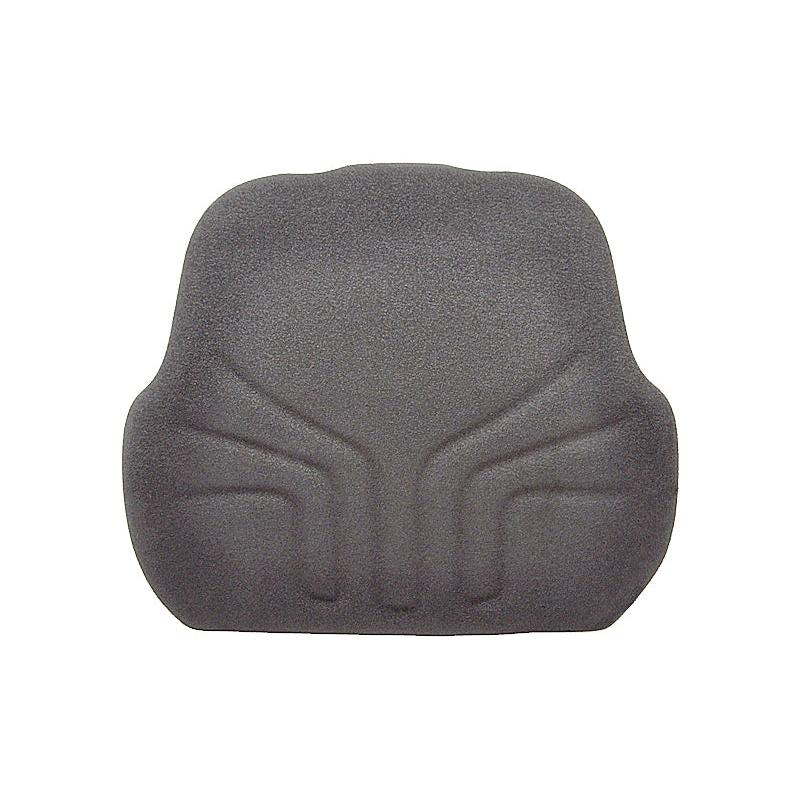 Grey contoured vinyl backrest cushion for Grammer tractor seats with integrated air flow channels.