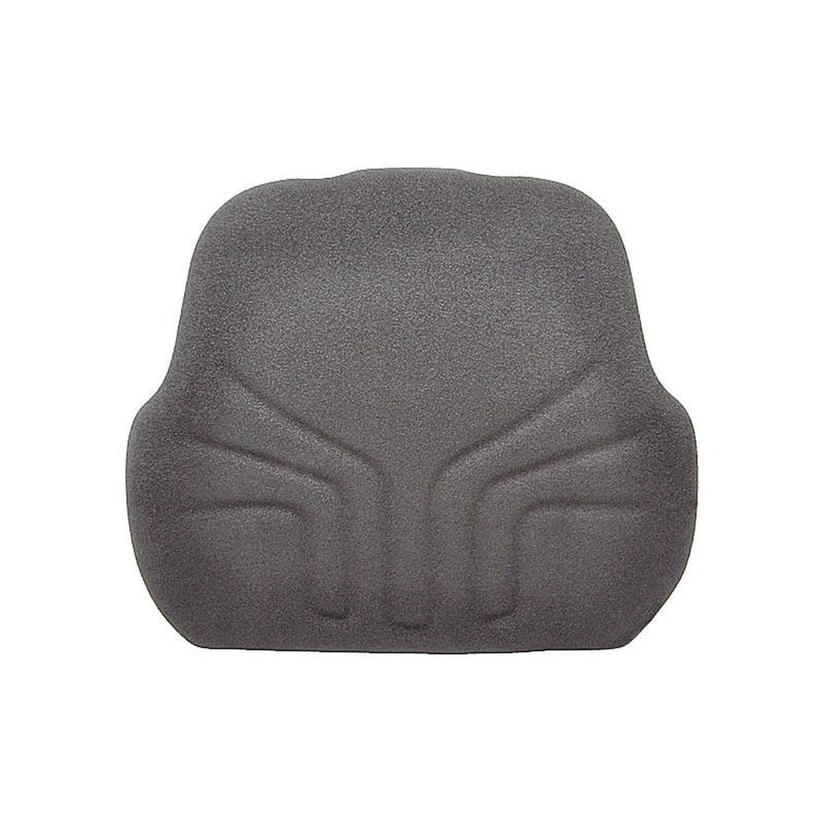 Grey contoured vinyl backrest cushion for Grammer tractor seats with integrated air flow channels.