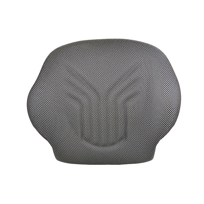 Asymmetrical black fabric seat back cushion for Grammer 521 seats with ergonomic contoured foam padding.