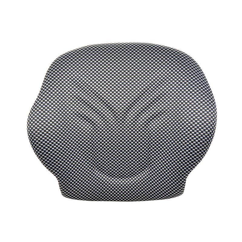 Asymmetrical black and grey patterned fabric seat back cushion for Grammer 521 seats with an ergonomic contoured design.
