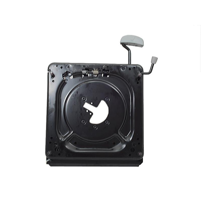 Black metal tractor seat swivel adapter with a right-hand adjustment lever for Grammer seat suspensions.