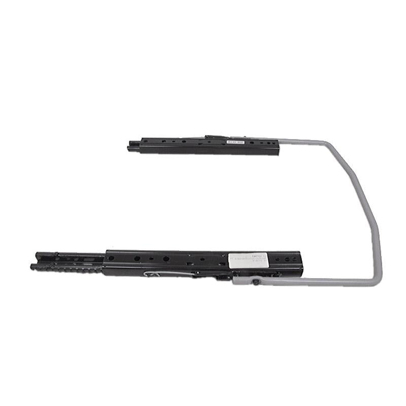 Black steel Grammer seat slide rail set with double locking mechanism and adjustable handle.