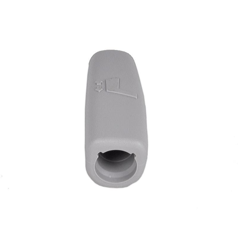 Gray plastic adjustment rail handle for Grammer seats with embossed adjustment icon and hollow cylindrical base.