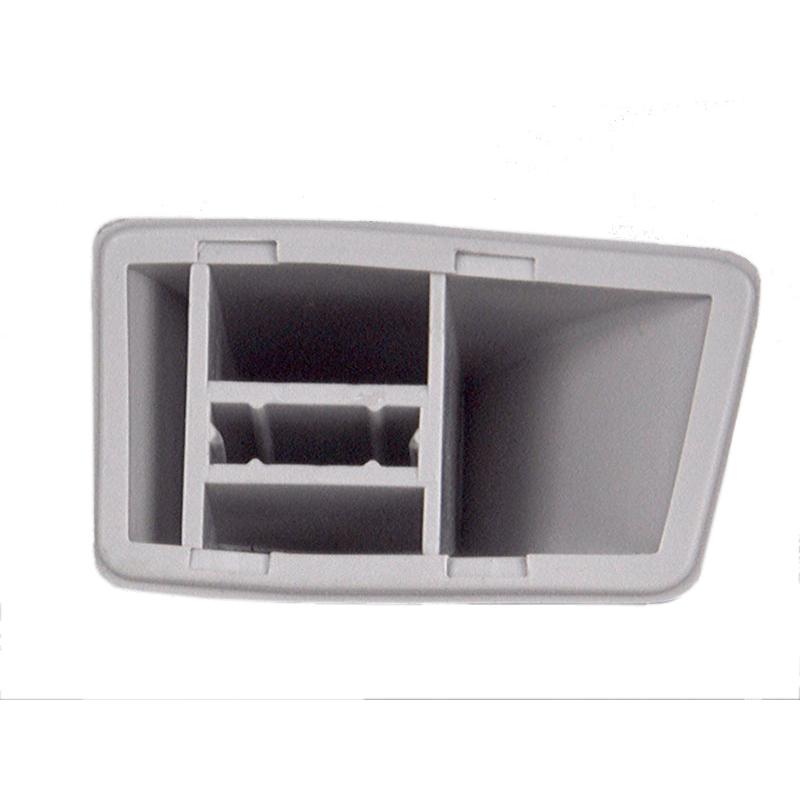 Gray plastic backrest adjustment handle for Grammer tractor seats with a rectangular, multi-compartment internal design.