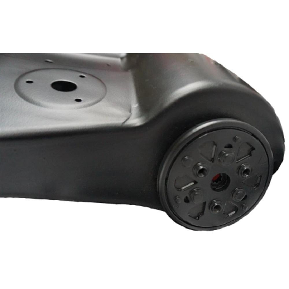 Black steel backrest panel for Grammer seats with a round mechanical lumbar adjustment dial.