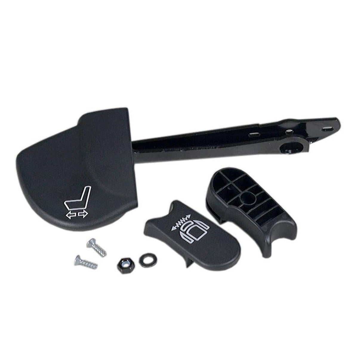 Black plastic adjustment handles for Grammer Comfort Module seats with white adjustment icons and mounting hardware.