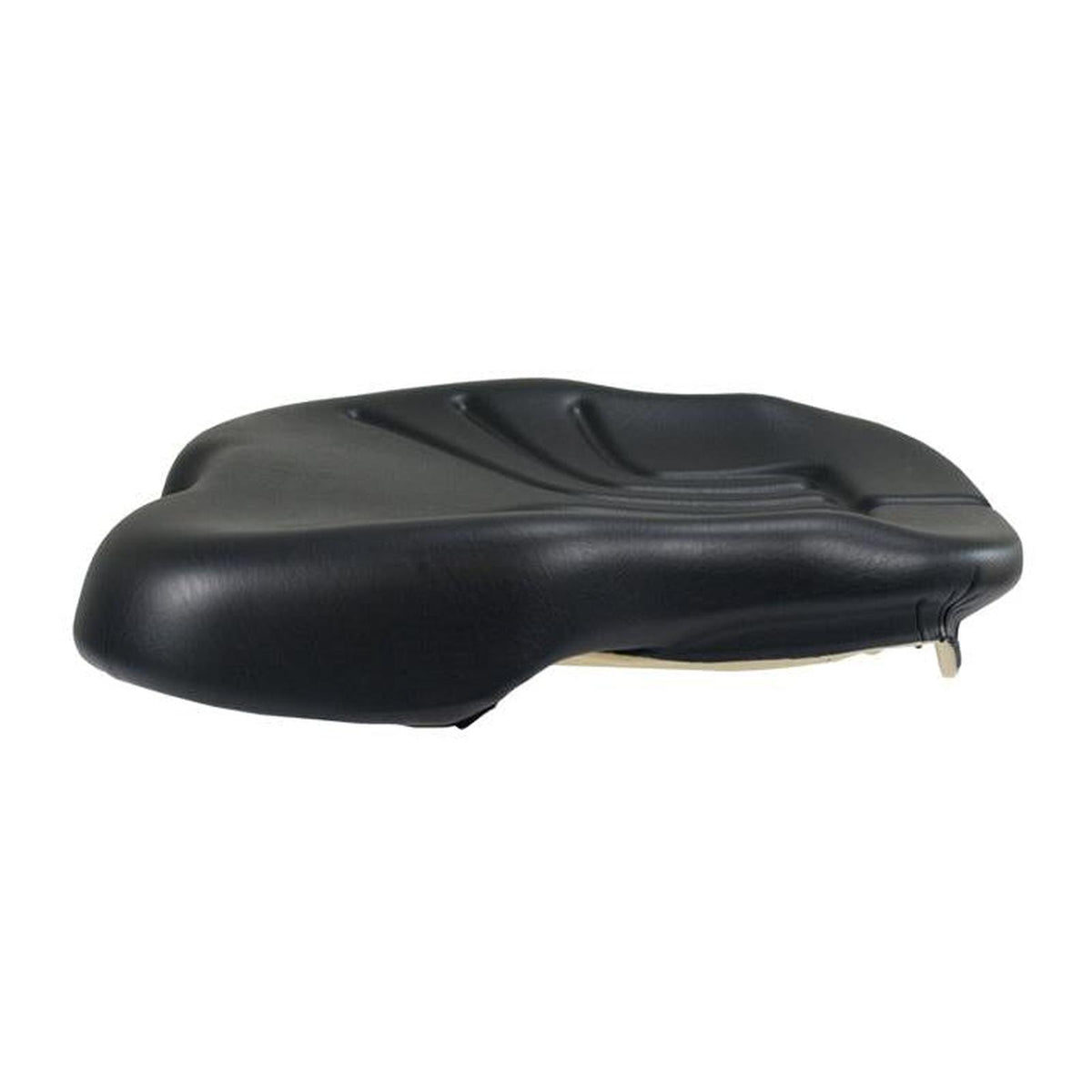Thick black vinyl seat cushion for Grammer 2731 with ergonomic contours and integrated air channels.