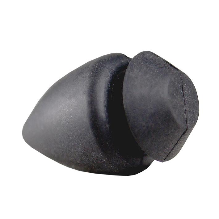 Black rubber bump stop for Grammer seat suspension with a tapered, durable design for impact absorption.