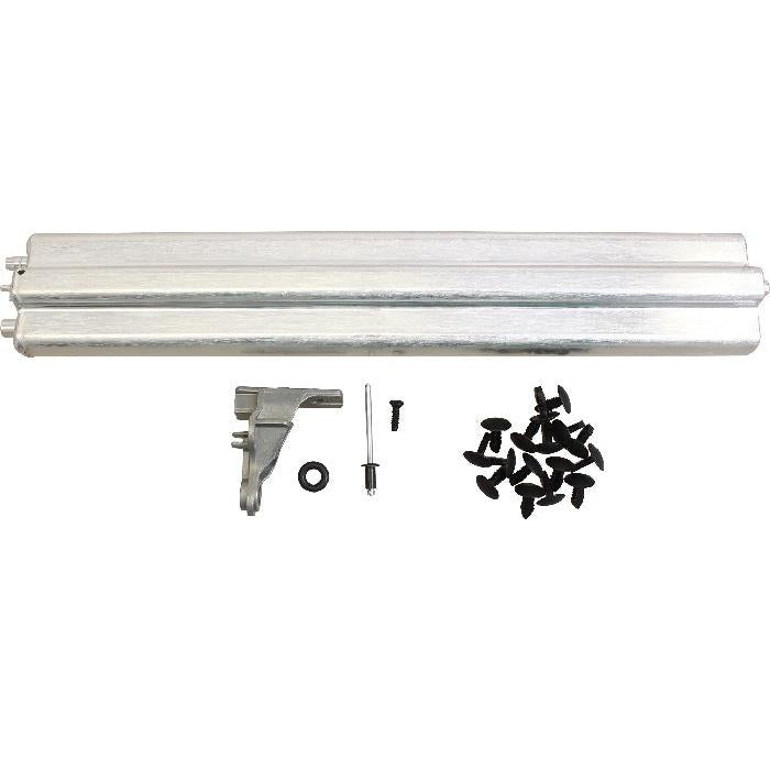 Silver metal air reservoir kit for Grammer pneumatic seats, including mounting bracket, O-ring, and assorted black fasteners.