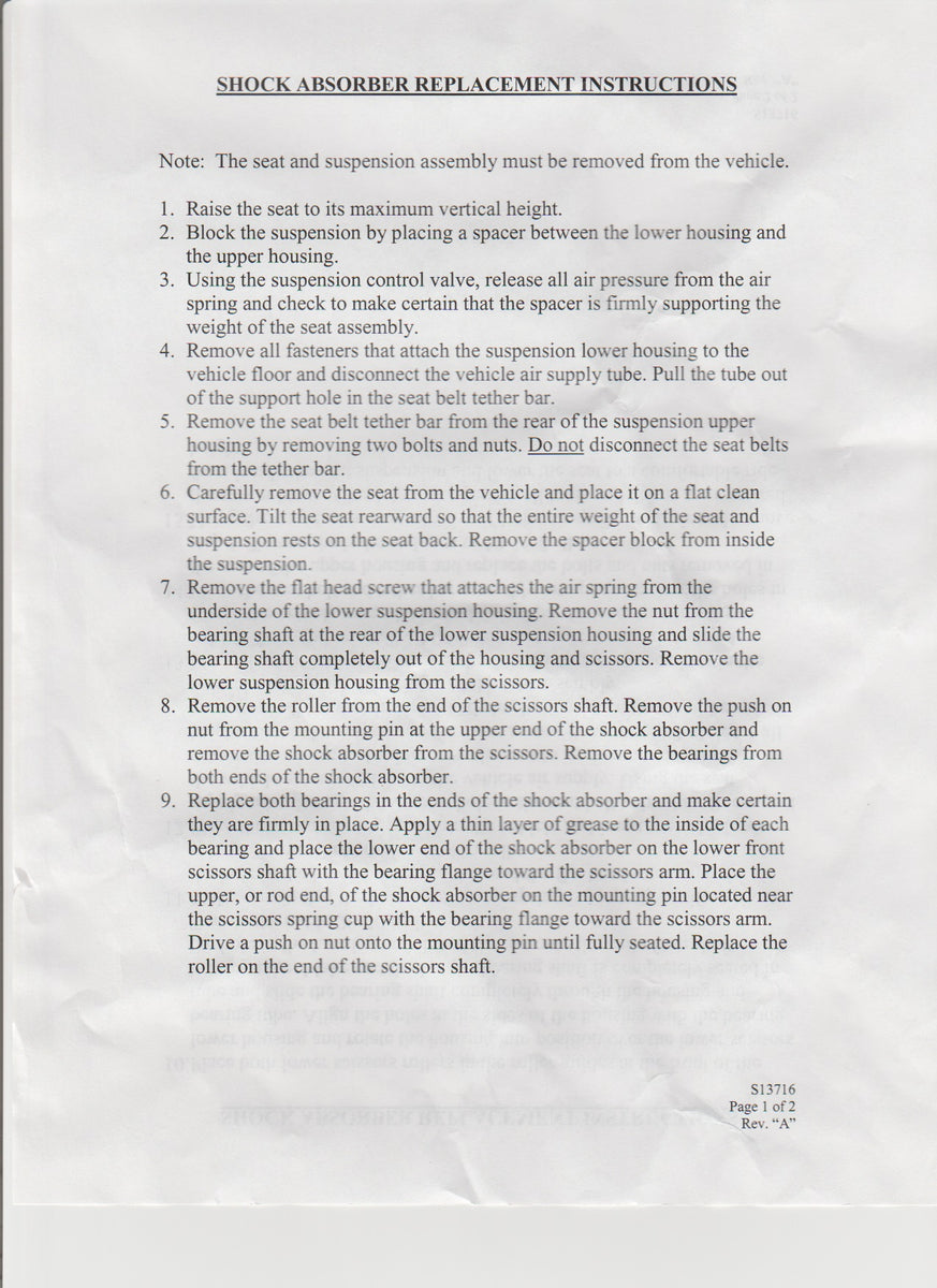 Tractor Seat Strut / Shock Absorber for Sears Seats SeatHaus