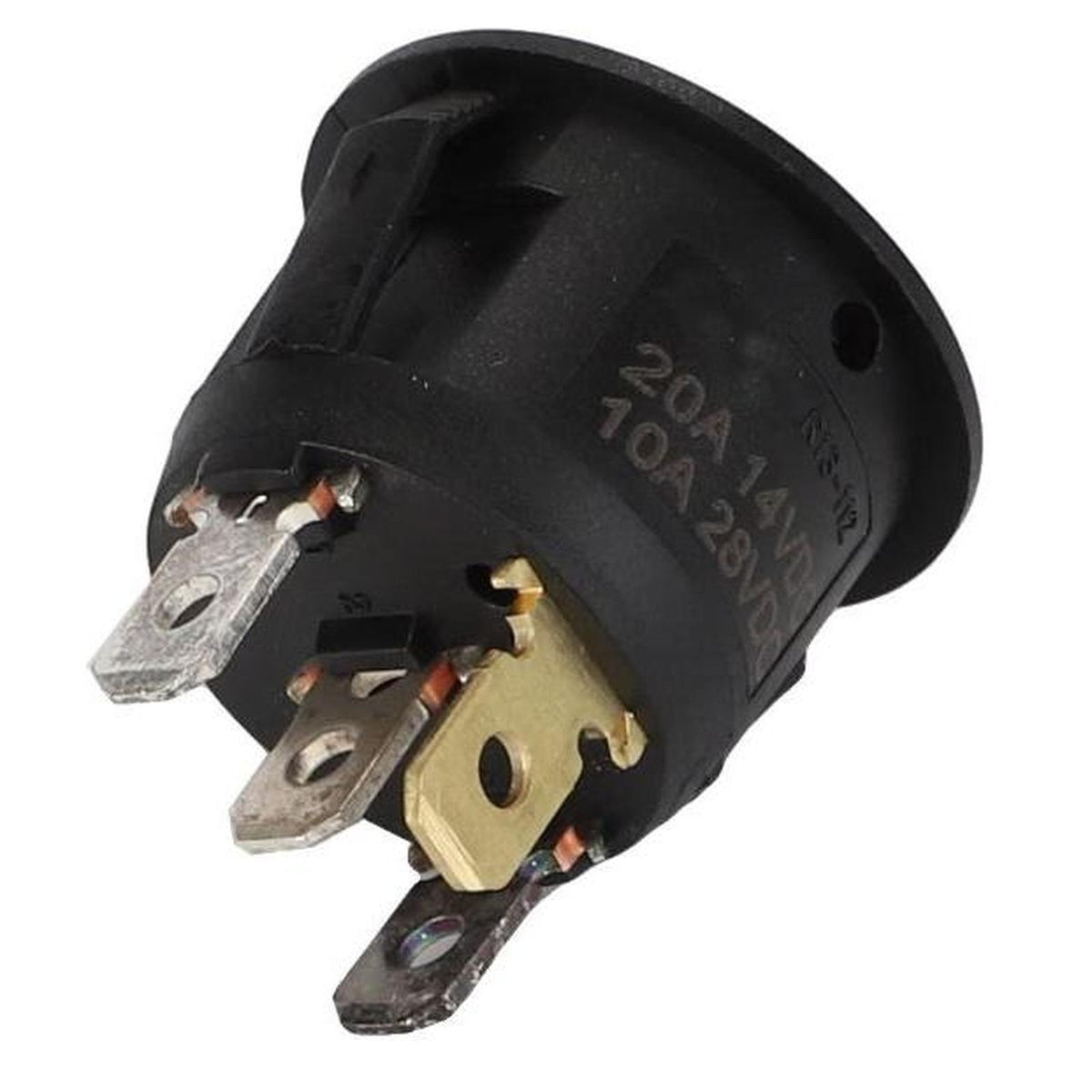 Black 3-position air ride seat switch with three metal contact terminals for Sears suspension seats.