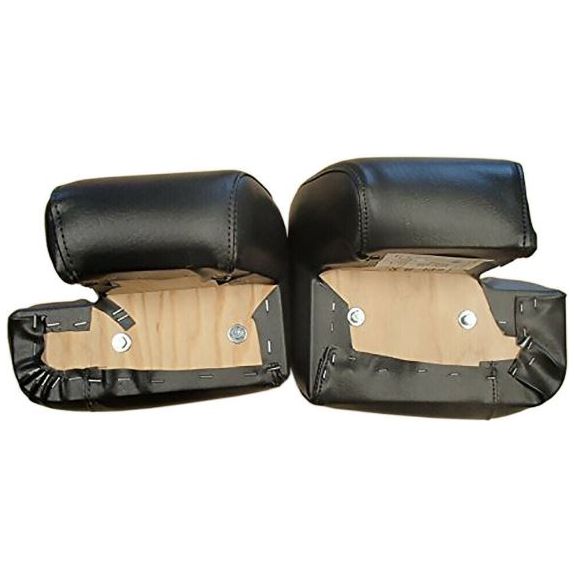 Black vinyl tractor seat cushions with wood backing for International Farmall, featuring a durable four-piece design.