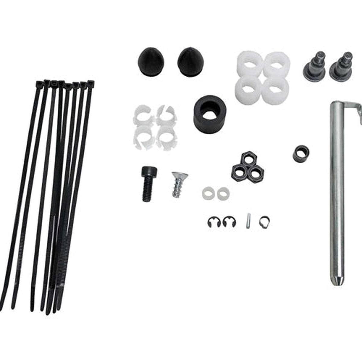 Suspension roller service kit with white nylon bushings, black plastic rollers, metal hardware, and cable ties for Grammer seats.