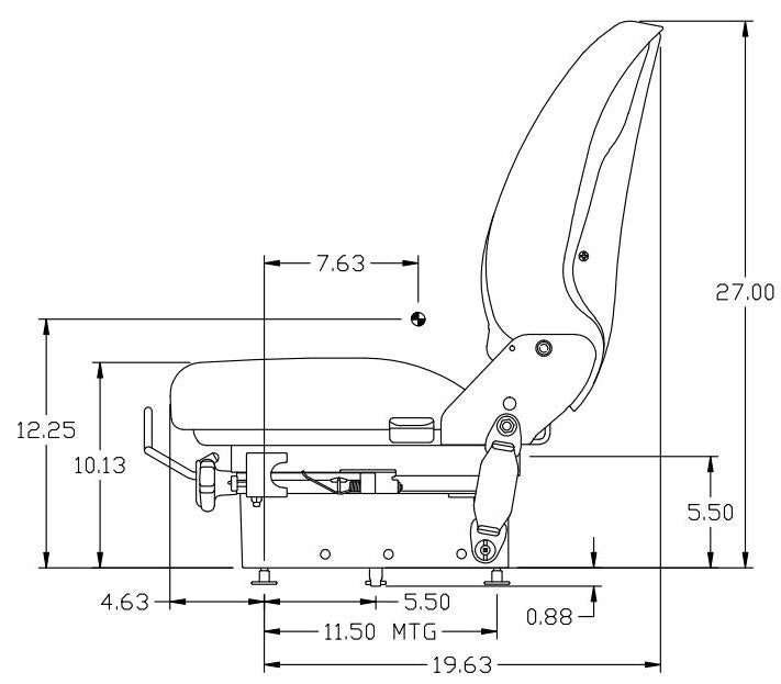 Heavy Duty Tractor Excavator Back Hoe Loader Seat w/ Suspension