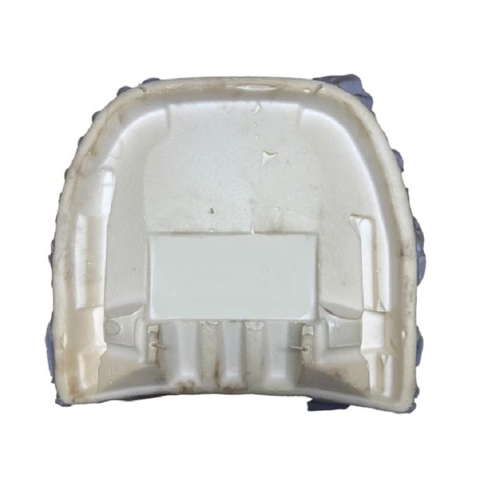 Gray vinyl seat back cushion for New Holland equipment with contoured foam padding and a durable mounting frame.