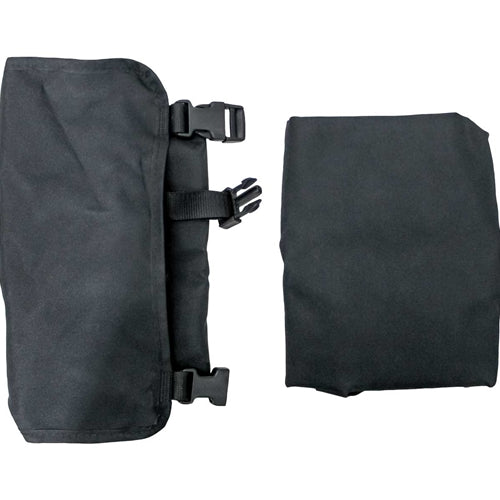 Two-piece black durable polyester seat cover set with buckle straps for Grammer 18.5 x 23 x 21.14 inch seats.