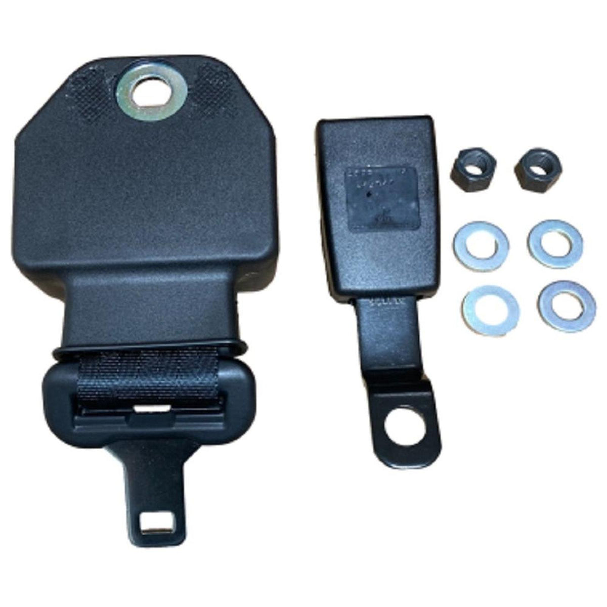 47-inch black retractable seat belt kit with mounting hardware for Sears seats.