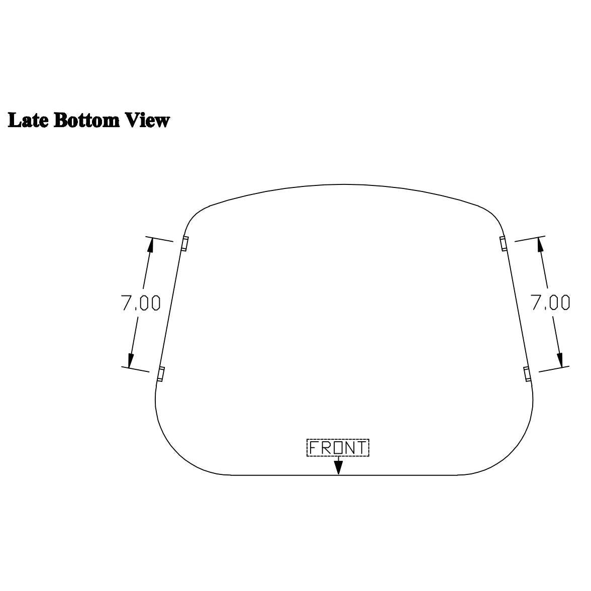 Technical diagram showing the late bottom view and 7-inch mounting dimensions for an International Harvester tractor seat.