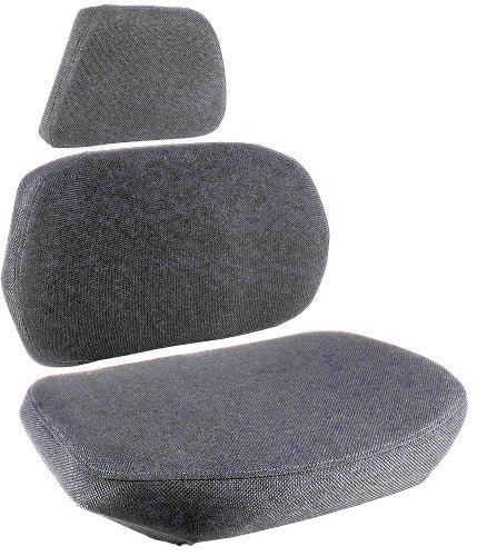 Black vinyl 3-piece tractor seat cushion set for Case Agri King, featuring thick foam padding and durable textured fabric.