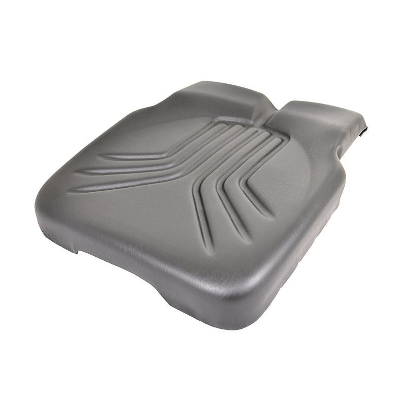 Black vinyl Grammer 511 seat cushion with ergonomic contoured foam and integrated air channels for ventilation.