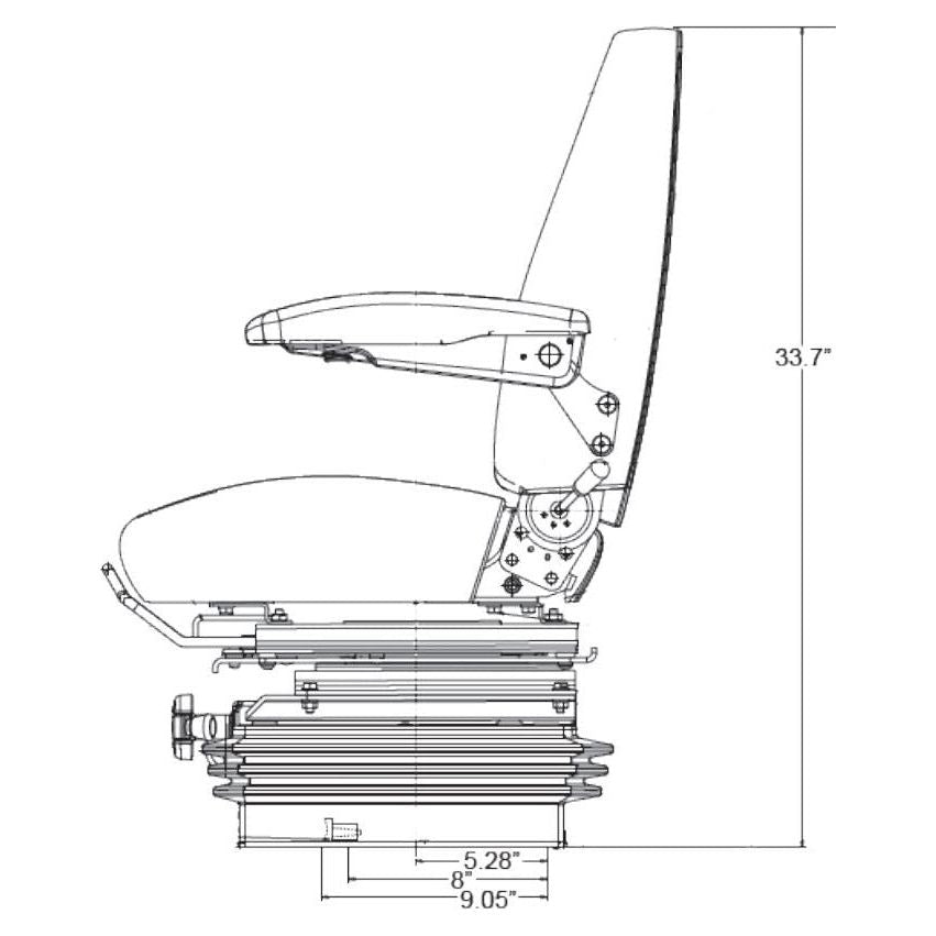 Excavator / Compactor / Loader Seat w/ Mechanical Suspension
