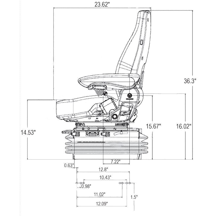 12v Air Suspension Seat for John Deere Harvester / Combine / Windrower