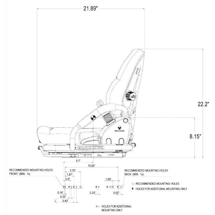 Fork Lift / Telehandler / Tow Motor Seat w/ Suspension