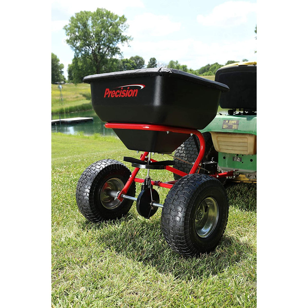 Heavy Duty Commercial Tow Behind Broadcast Spreader w/ Control Rod 130