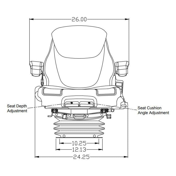 12v Tractor Seat w/ Dynamic Dampening Air Suspension