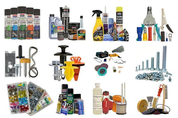 Assortment,Grease,Towels,Tools,Cargo,Towing,SMV,Cleaner,Glove,Ear Plug,Safety Vest,Funnel