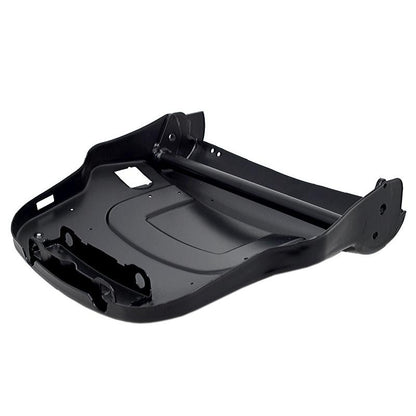 Black steel pneumatic lumbar backrest panel for Grammer seats with reinforced tube design and mounting brackets.