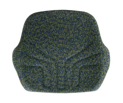 Ergonomically contoured blue and yellow fabric backrest cushion for Grammer 721, 731, and 741 tractor seats.