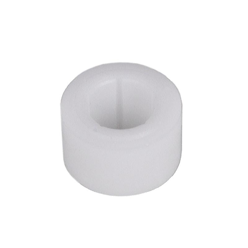 White cylindrical plastic suspension roller for Grammer seats, 22mm outer diameter with a 12mm center hole.