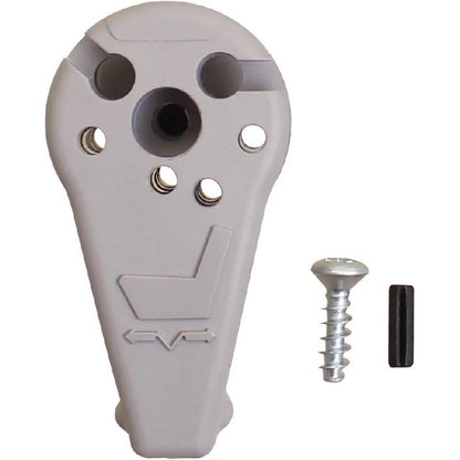 Gray plastic fore/aft isolator handle for Grammer seat suspensions with included mounting screw and pin.
