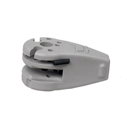 Gray plastic fore/aft isolator lock handle for Grammer MSG95 and MSG97 seat suspensions with mounting holes.