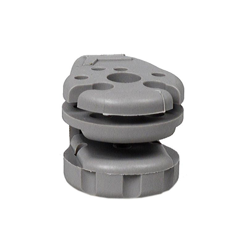 Gray plastic fore/aft isolator lock handle for Grammer MSG95 and MSG97 suspension seats with mounting screw holes.