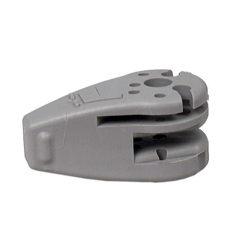 Gray plastic fore/aft isolator lock handle for Grammer MSG95 and MSG97 seat suspensions with mounting holes.