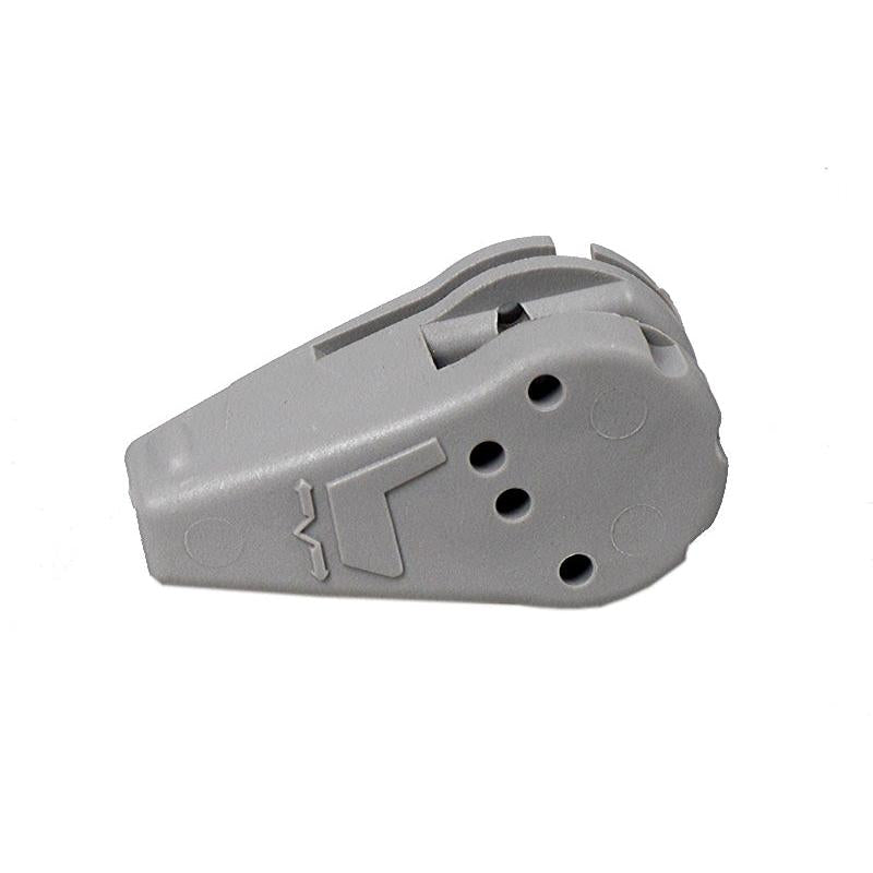 Gray plastic fore/aft isolator lock handle for Grammer suspension seats with embossed seat adjustment icon.