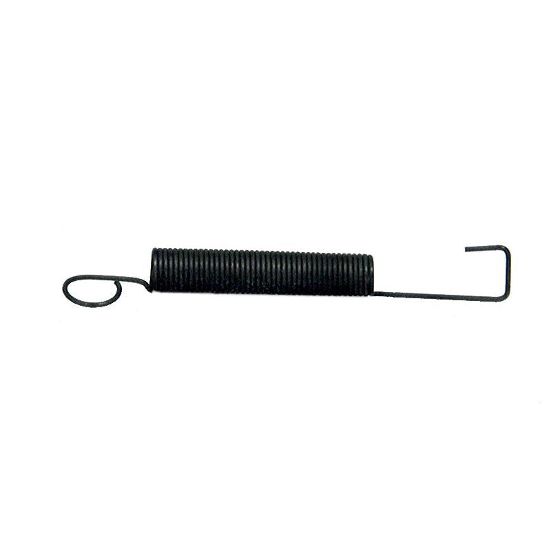 Black metal tension spring for Grammer LS95 seats with a looped end and a straight hook attachment.