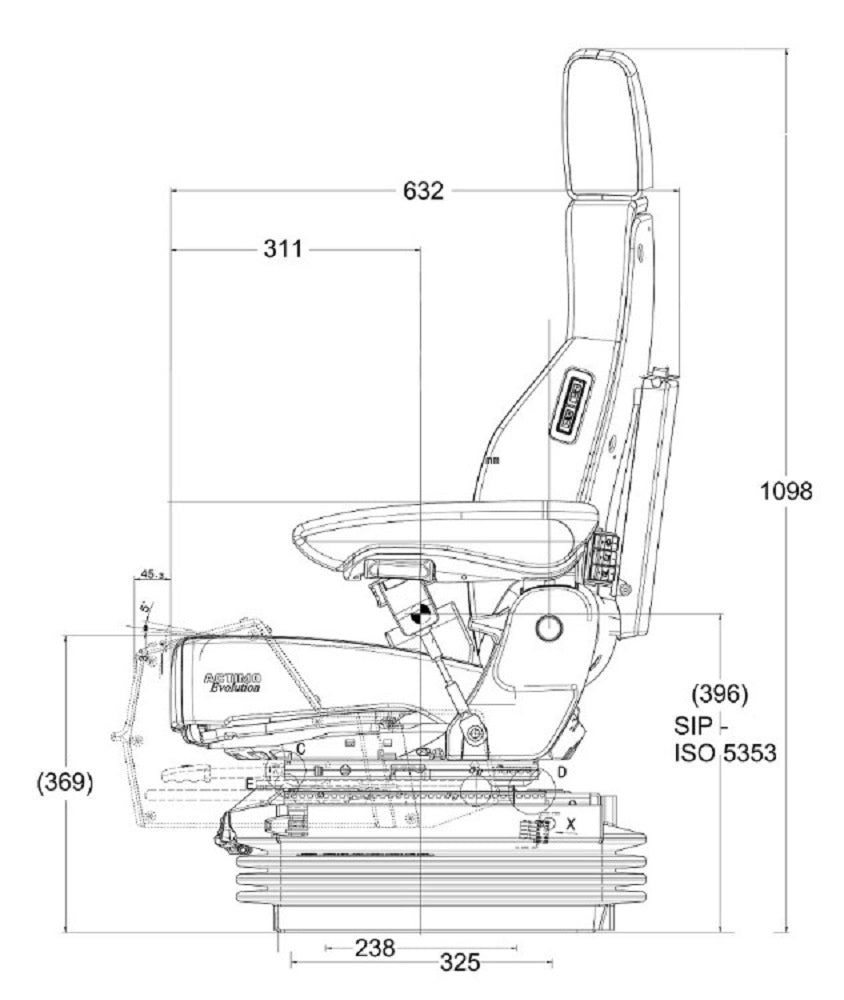 Air Suspension High Back Seat Grammer Evolution 722