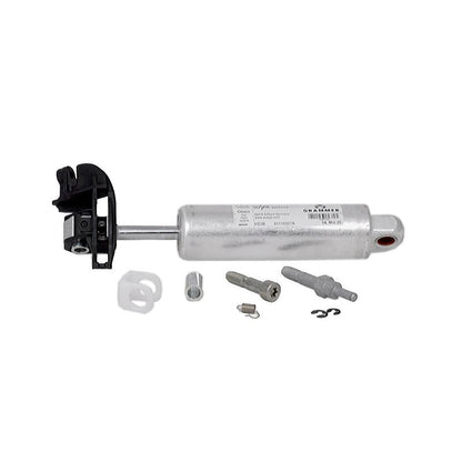 Grammer MSG115 seat shock absorber service kit with silver metal damper, black mounting bracket, and assorted hardware.