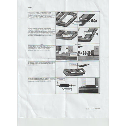 Black and white installation guide for a Sears tractor seat shock absorber and lateral isolator kit with diagrams.