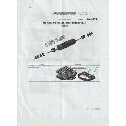 Sears Seating shock absorber and spring installation diagram for tractor suspension seats.