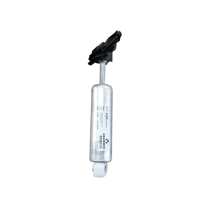 Silver metal Grammer MSG115 seat damper shock absorber with black mounting bracket and white bushing.
